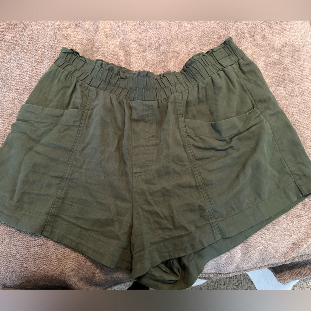 A New Day Sage Green Relaxed Linen Shorts
